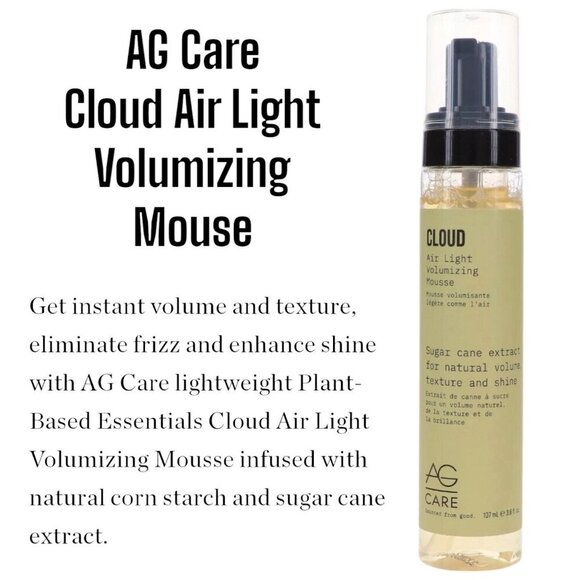 AG Care Cloud Air Light Volumizing Mousse Sugar‎ Cane Extract 3.6 oz - Picture 1 of 4